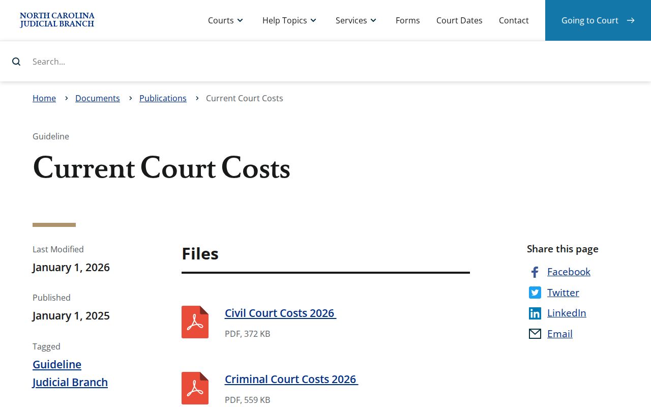 Richmond County court records current court costs source