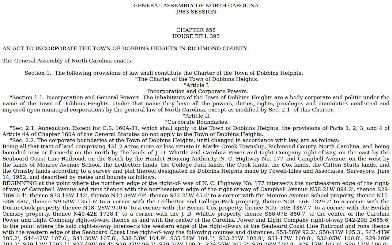 Dobbins Heights court records incorporation law source