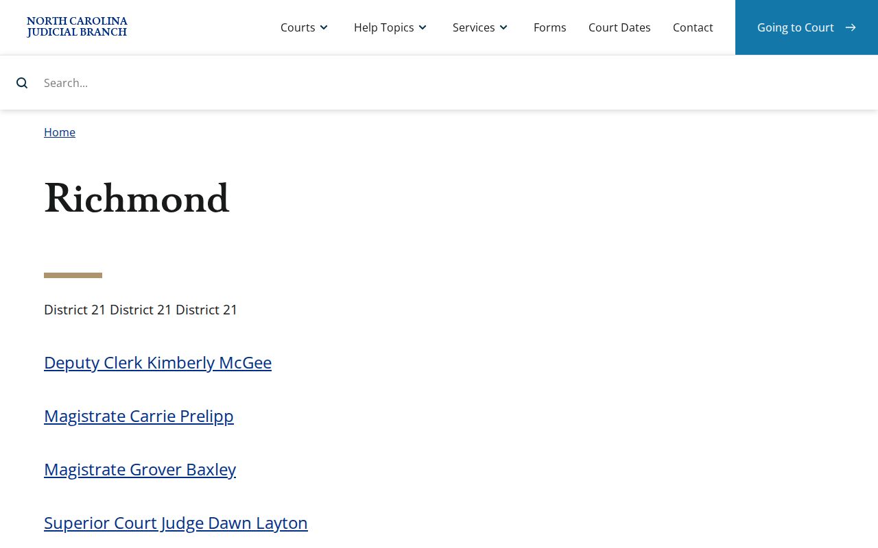 Ellerbe court records route through the Richmond County judicial directory
