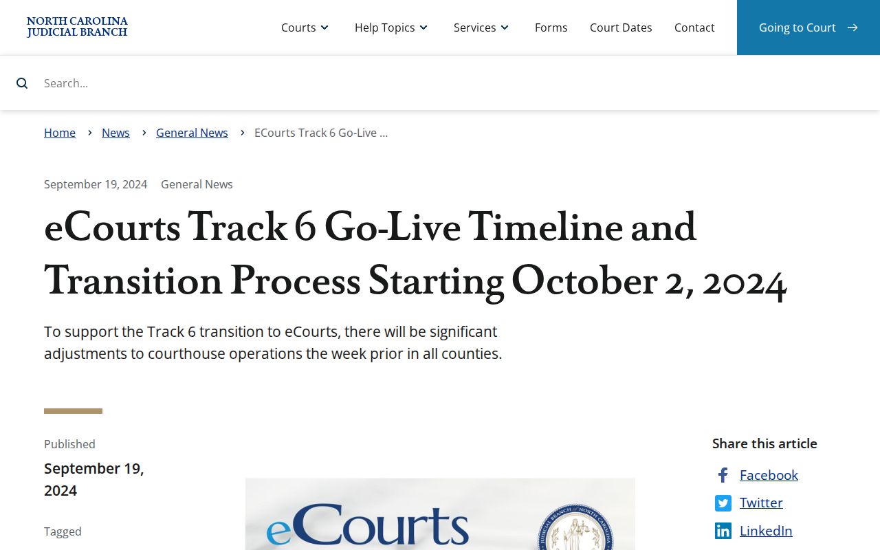 Richmond County court docket Track 6 transition notice